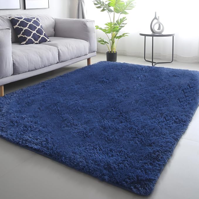 CAIYUECS Blue Shag Area Rug, Indoor Ultra Soft Plush Rugs - Image 2