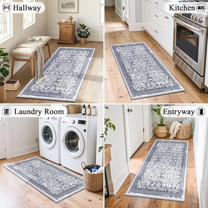 Vaukki Hallway Runner Rug, Vintage Shaggy Soft Laundry Rug Runner, Non Slip - Image 4