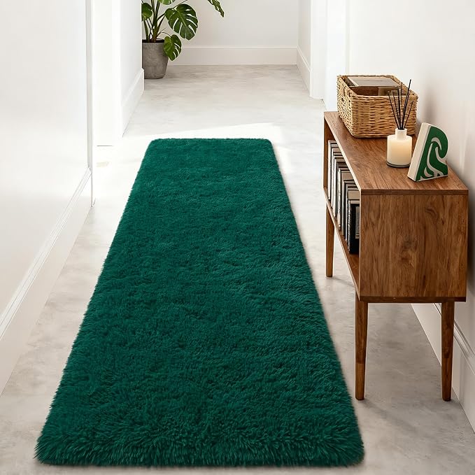 Merelax Soft Runner Rugs for Livingroom, Deep Green 2x6 Fluffy Rugs for Bedroom by Merelax