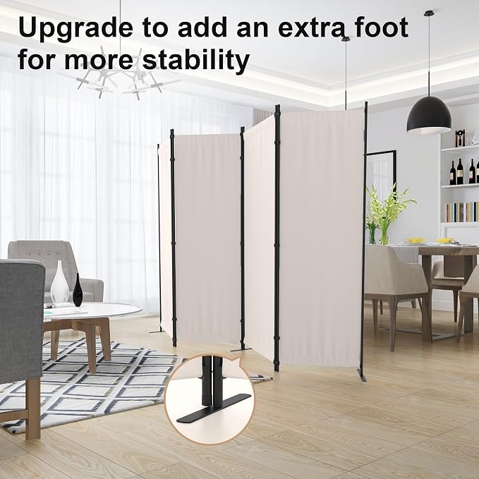 Room Divider, 4 Panel Folding Privacy Screen, 88” Portable Separating - Image 4