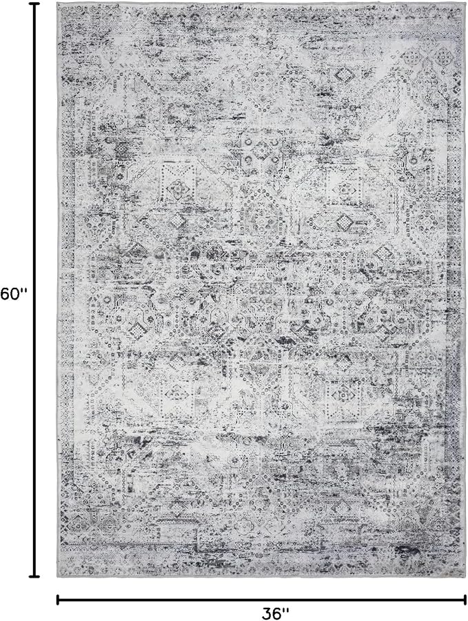 Area Rug 3×5, Vintage Boho Rug, Ultra-Soft Low Pile, Non Slip, Stain Resistant - Image 2