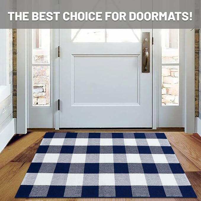 IOHOUZE Buffalo Plaid Checkered Rug 27.5" X 43" Front Door Mats, Washable Area - Image 12