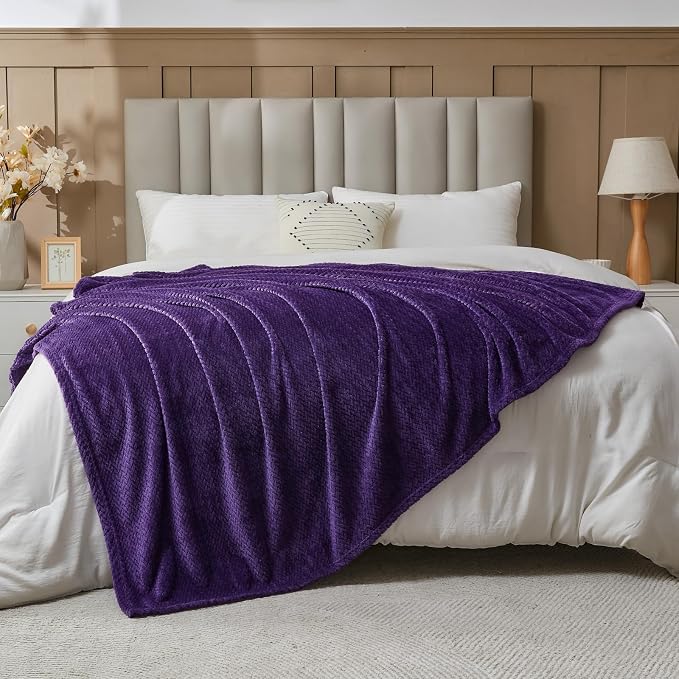 NEWCOSPLAY Super Soft Twin Blanket Dark Purple Premium Silky Flannel Fleece - Image 4