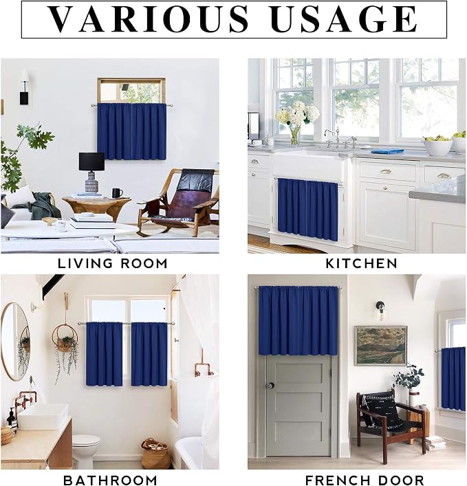 RYB HOME Half Curtain Tiers 36 inch Length, Rod Pocket Summer Heat Blocking - Image 7