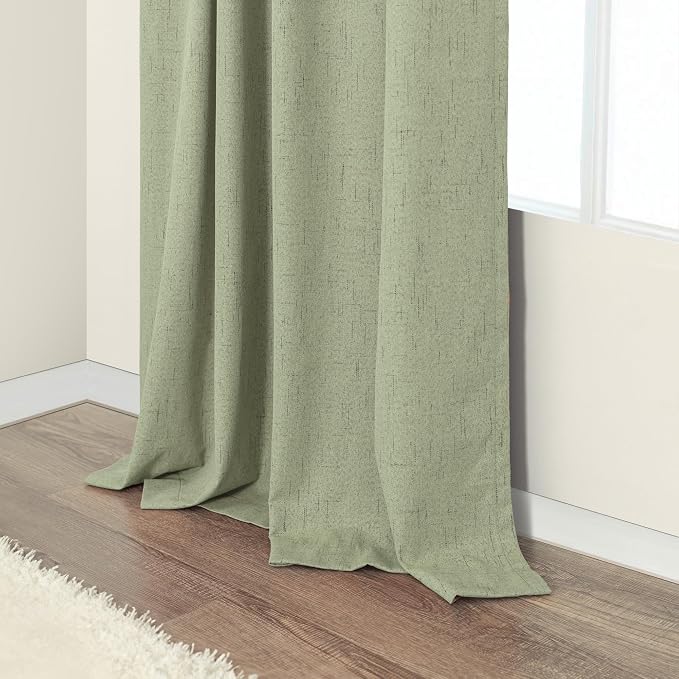 102 Inch Curtains Blackout Sage Green Christmas Decoration Black Out Linen - Image 8