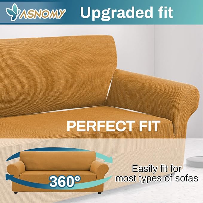 Asnomy Couch Covers for 3 Cushion Couch Stretch Sofa Covers Slipcovers - Image 4