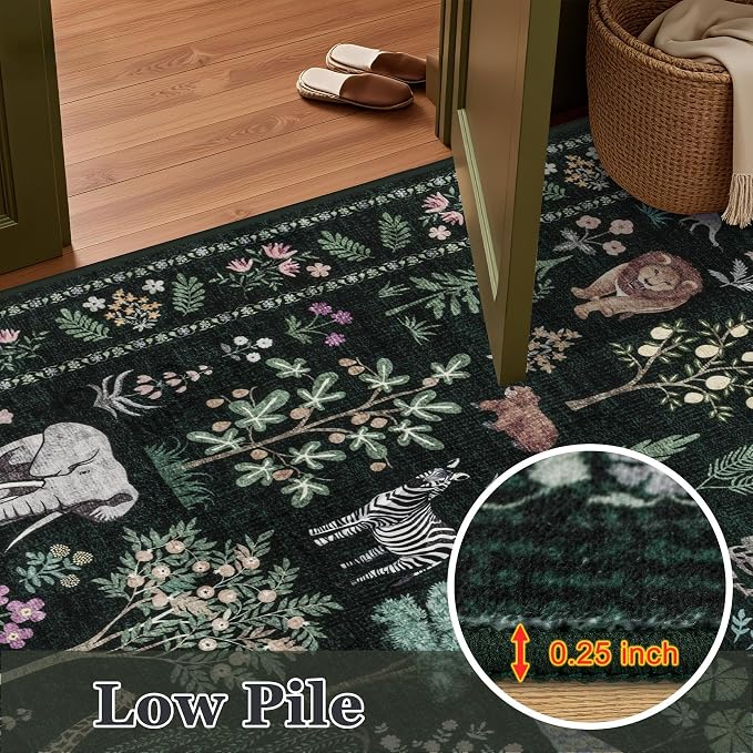 8x10 Area Rugs Living Room Rug: Vintage Washable Rug Floral Soft Carpet Indoor - Image 8