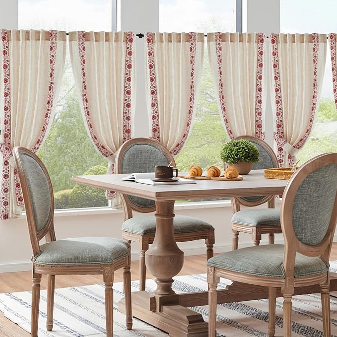 jinchan Weslie Small Window Curtains 54 Inch Length Linen Cafe Curtains - Image 8