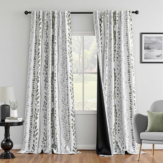 MEETSKY Sage Green Blackout Curtains 84 Inches Long 2 Panels Boho Curtains by MEETSKY