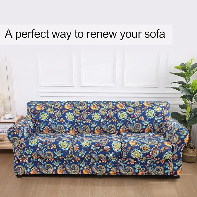 hyha Couch Cover, Floral Pattern, 4 Pieces, Sofa Slipcovers, - Image 8