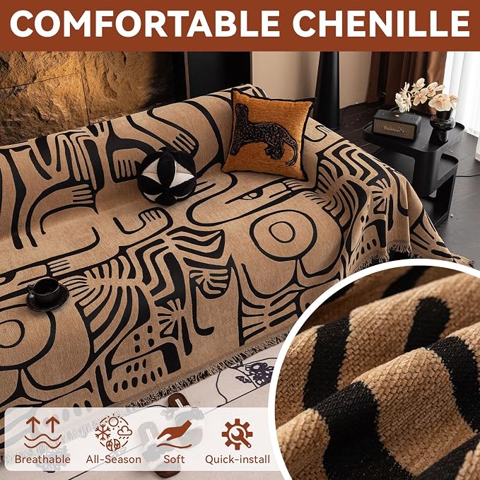 VClife Boho Sofa Cover Pet Sectional Couch Covers, Anti Slip Chenille Sofa - Image 5