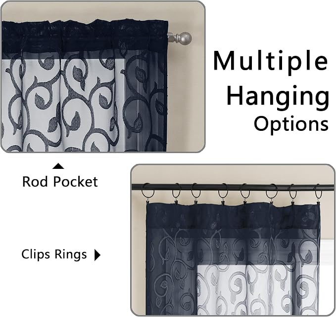 OWENIE Furman Sheer Curtains 54 Inch Length 2 Panels Set - Image 4
