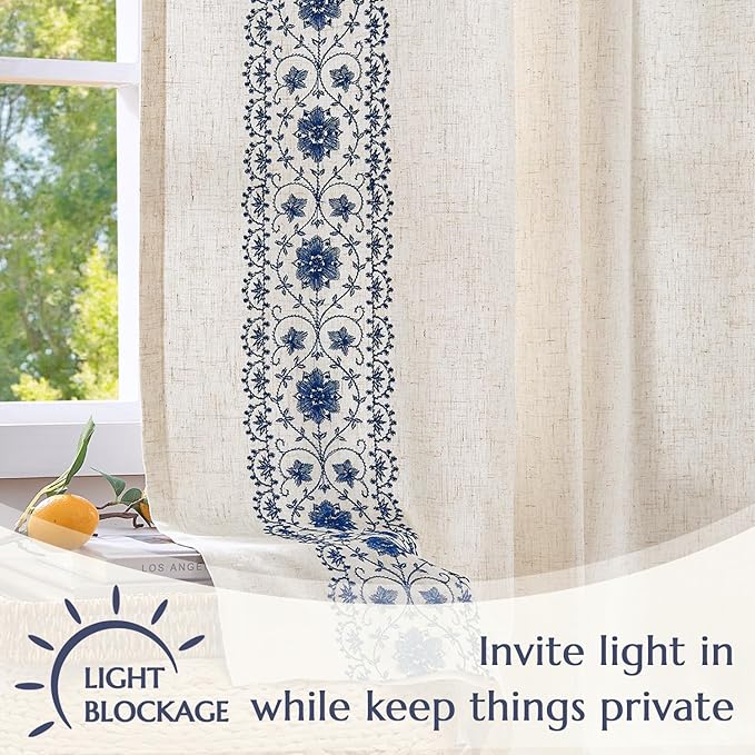 jinchan Weslie Boho Lined Linen Curtains - Image 5