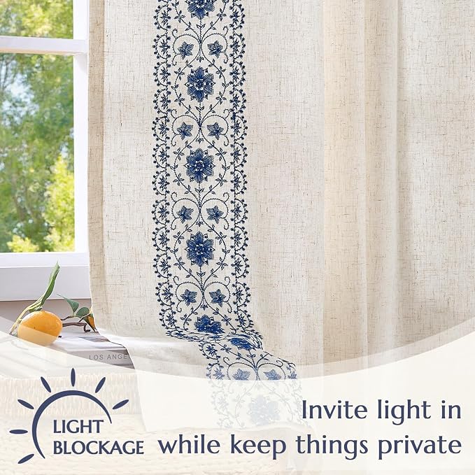 jinchan Weslie Boho Lined Linen Curtains - Image 5