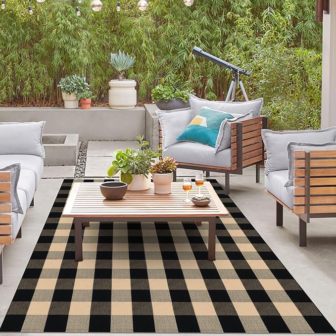 IOHOUZE Buffalo Plaid Rug 5x7 Ft Indoor Outdoor Rug, Washable Rugs by iOhouze