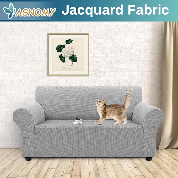Asnomy Sofa Covers for 2 Cushion Couch Stretch loveseat Covers Slipcovers - Image 2