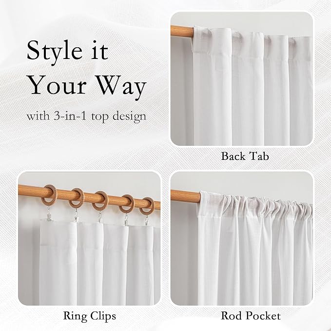 MYSKY HOME White Curtains 84 Inch Length - Image 3