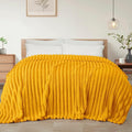 Exclusivo Mezcla Queen Size Flannel Fleece Blanket, Super Soft Striped Jacquard by ExclusivoMezcla