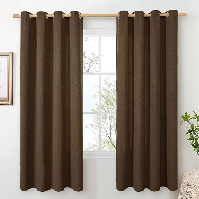 BGment Brown Linen Curtains for Living Room 72 Inch Length, Non See Through by BGment
