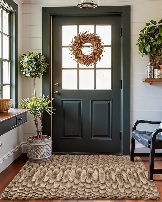 DEXI Jute Door Mat for Front Entryway, 24x35 Braided Woven Doormat Outside - Image 3
