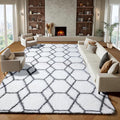 ONASAR 8x10 Area Rugs for Living Room, Fluffy White and Grey Rug for Bedroom by ONASAR