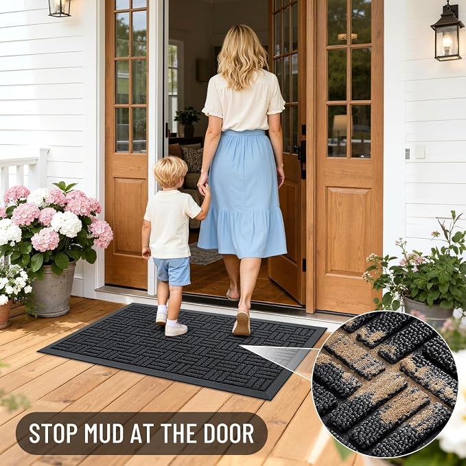 OLANLY Front Door Mat Outside Entrance 33x21, Heavy Duty Sturdy Natural Rubber - Image 7