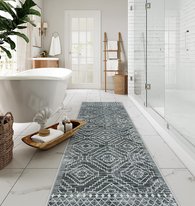 Wonnitar Washable Kitchen Runner Rug 2x6, Moroccan Grey Runners - Image 6
