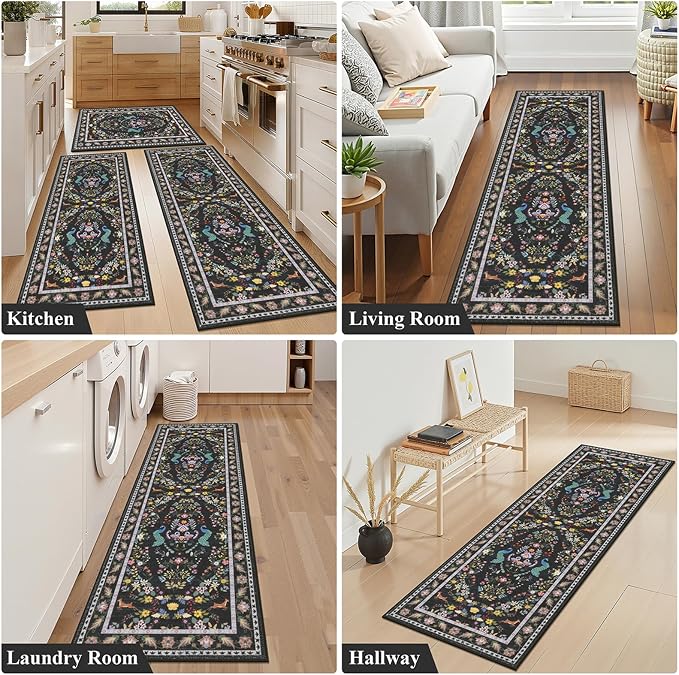 HEBE Washable Kitchen Rugs Sets of 3, Non Slip Absorbent Kitchen Rugs and Mats - Image 7