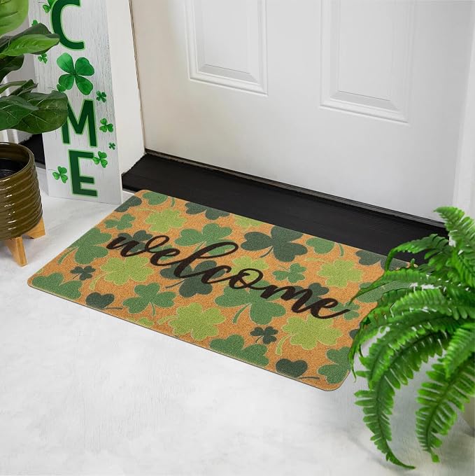 FGSS St. Patrick's Green-Shamrocks Welcome-Doormat Outdoor-Entrance - Image 5