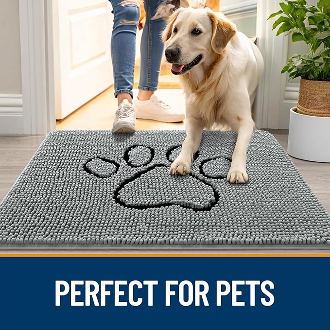 OLANLY Dog Door Mat for Muddy Paws 59x20, Paw Print Design, Absorbs Moisture - Image 6
