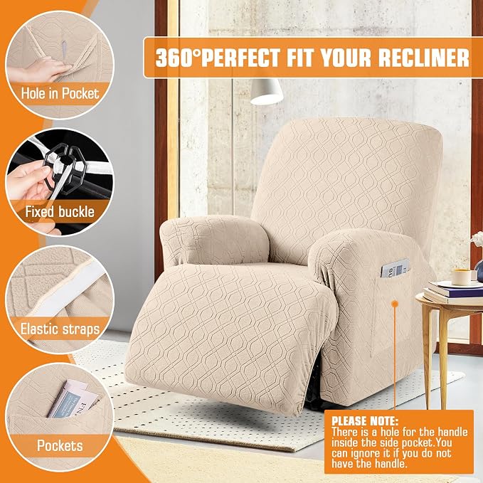 VANSOFY Recliner Chair Cover, 3-Pieces Stretch Recliner Covers - Image 6