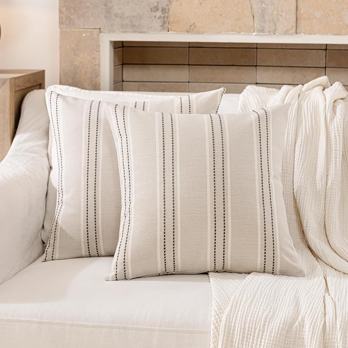 Hckot Throw Pillow Covers 22x22 Set of 2 Charcoal Pillow Covers Farmhouse - Image 2