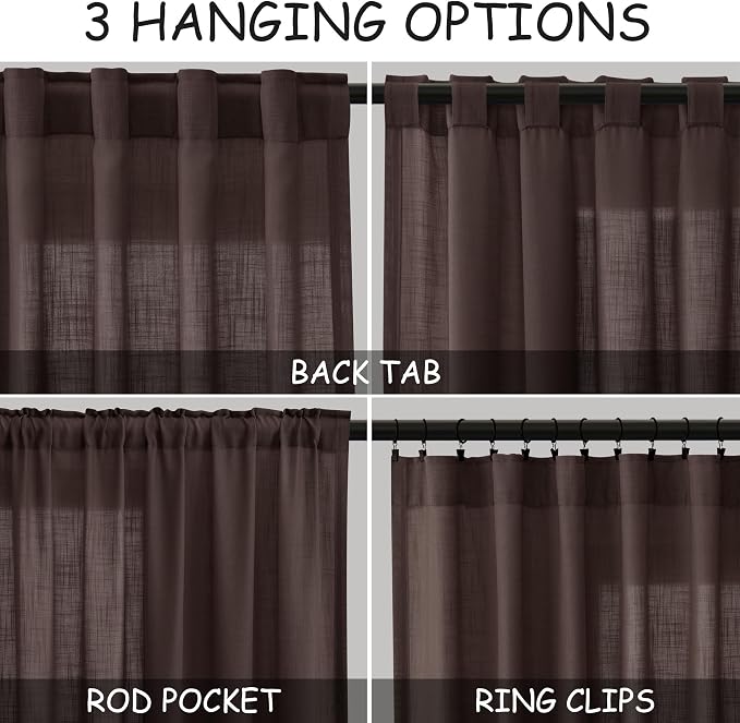 Nanspring Coffee Linen Boho Curtains - Image 3