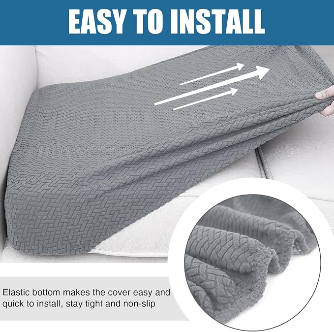 Smiry Waterproof Couch Cushion Covers, Stretch Jacquard Thick Sofa Cushion - Image 4