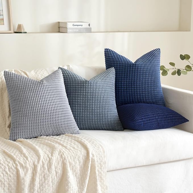 MIULEE Blue Decorative Euro Sham Pillow Covers 24x24 Inch Set of 4 Boho Western - Image 2