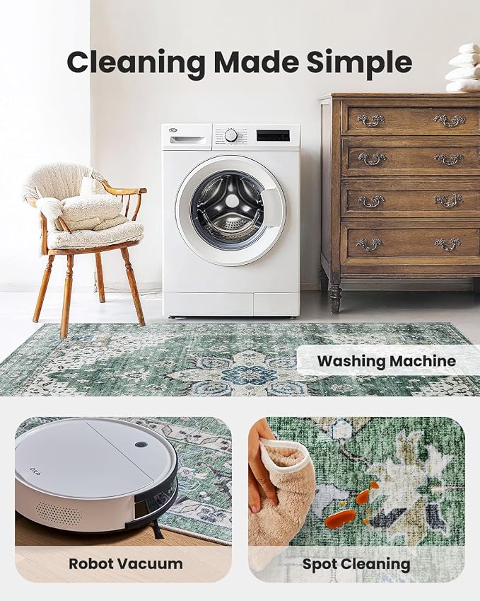 AMADA HOMEFURNISHING 10x14 Washable Area Rug, Low-Profile Large Area Rug - Image 5