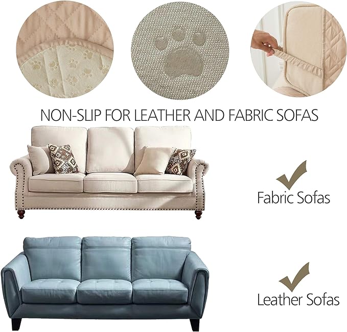 Ameritex Couch Sofa Slipcover 100% Waterproof Nonslip Quilted Furniture - Image 8
