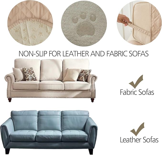 Ameritex Couch Sofa Slipcover 100% Waterproof Nonslip Quilted Furniture - Image 8