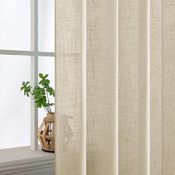 MIULEE Linen Curtains 54 Inch Length 2 Panels - Image 5