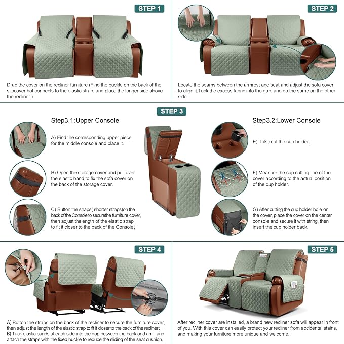 Ruaozz Waterproof Loveseat Recliner Cover - Image 7
