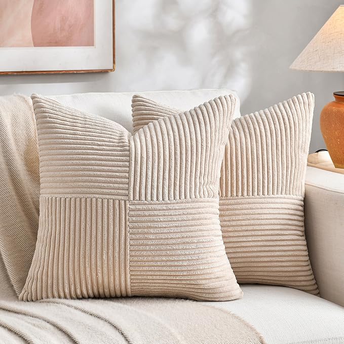 Fancy Homi 2 Packs Tan Samll Decorative Throw Pillow Covers 14x14 Inch by Fancy+Homi