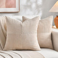 Fancy Homi 2 Packs Tan Decorative Throw Pillow Covers 18x18 Inch by Fancy+Homi