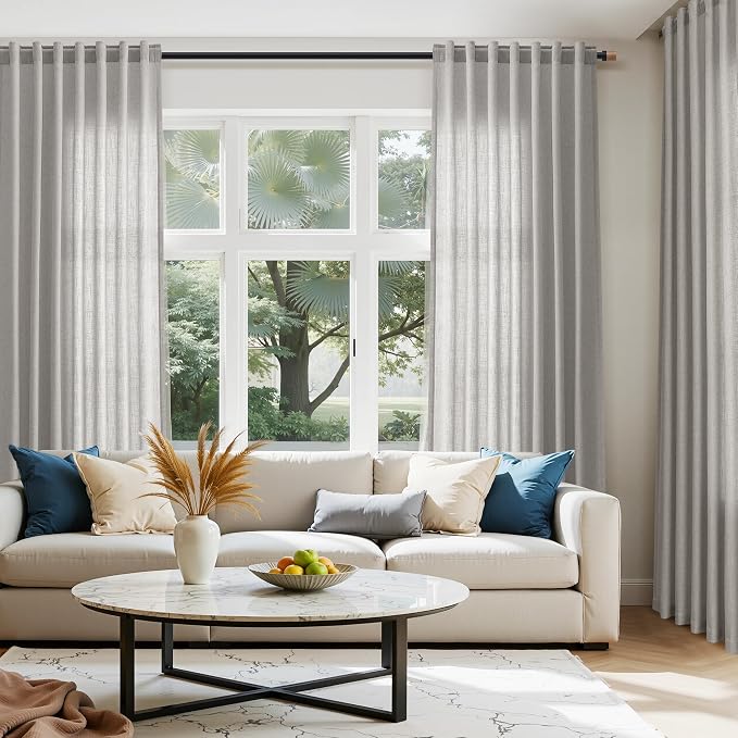 Nanspring Light Gray Linen Curtains 63 Inch Length - Image 6