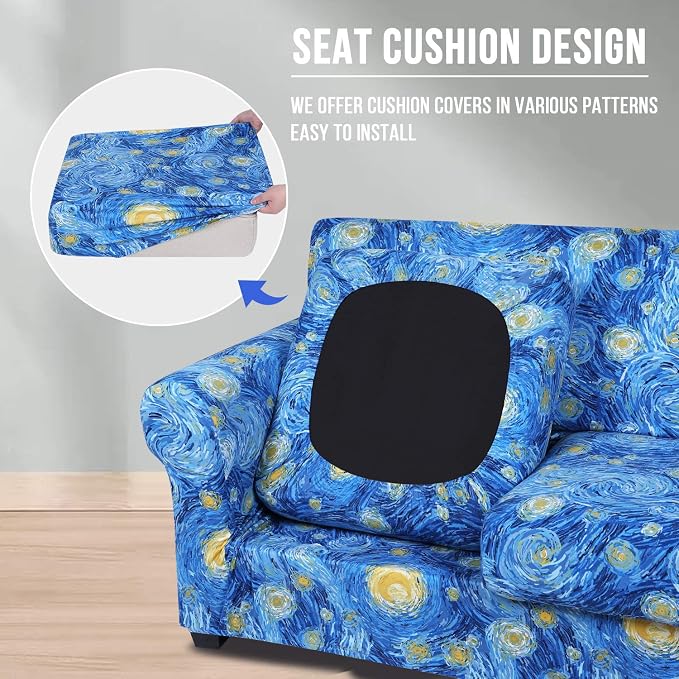 hyha Couch Cover, Floral Pattern, 4 Pieces, Sofa Slipcovers, - Image 2