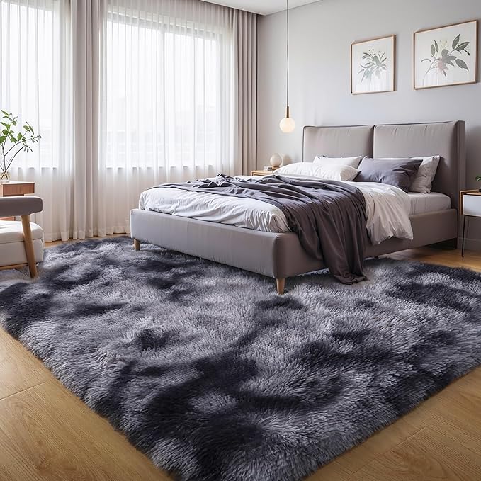 KICHOWUA Thick Area Rug Dark Grey Fluffy 4x6 - Image 7