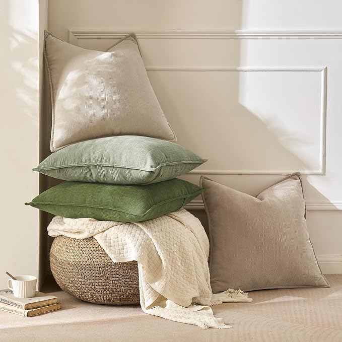 MIULEE Pack of 2 Sage Decorative Pillow Covers 18x18 Inch Soft Chenille - Image 7