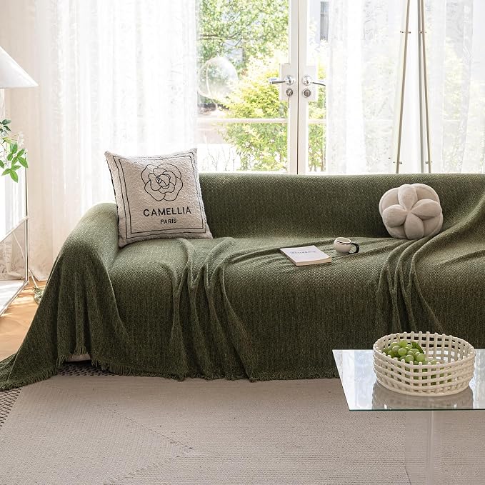 ROOMLIFE Green Sofa Cover, Vintage Boho Couch Cover - Image 9