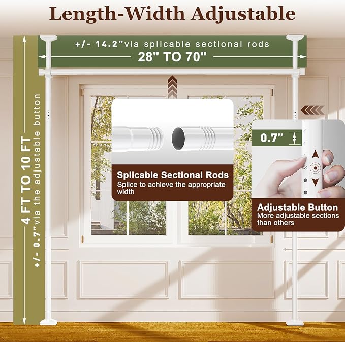 Goovilla Room Divider for Room Separation, Tension Curtain Rods No Drilling - Image 2