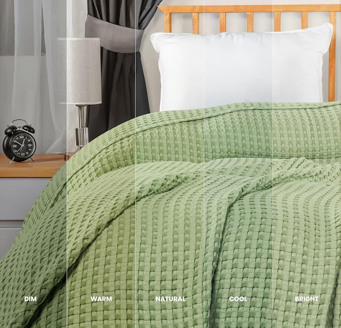 Utopia Bedding Sage Green 100% Cotton Waffle Blanket 300 GSM Soft Lightweight - Image 5