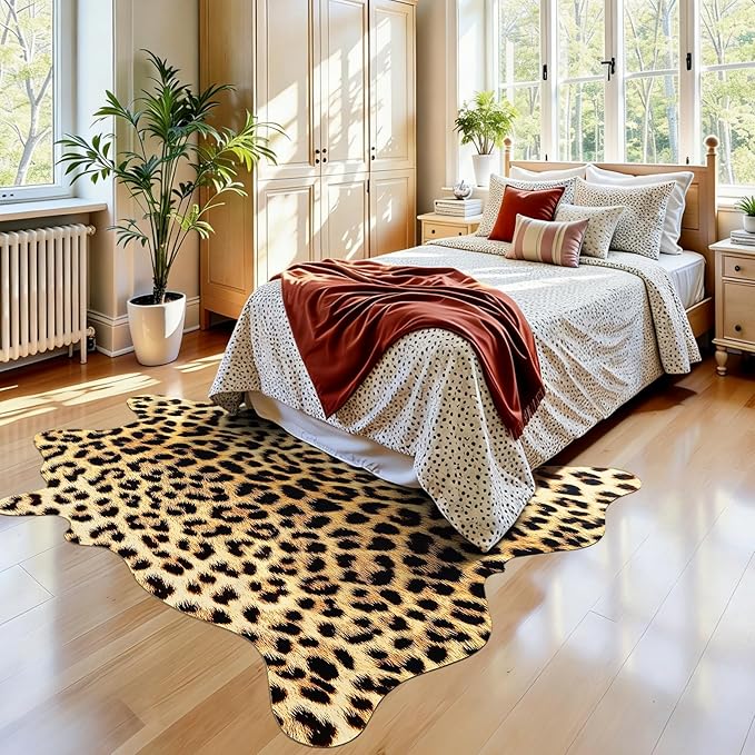 AROGAN 5.2 x 6.2 Ft Faux Leopard Rug, Premium Animal Skin Cheetah Hide Rug - Image 3